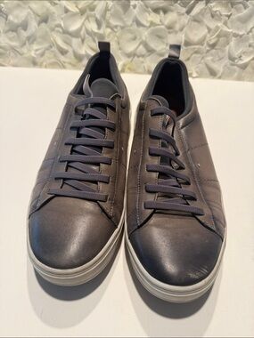 Martin Dingman Men's Gray Leather Low-Top Sneakers